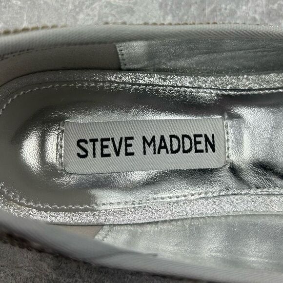 NWT Steve Madden Steffie Rhinestone Silver Ballet Flats Size 7 M Bow Detail - Picture 9 of 15